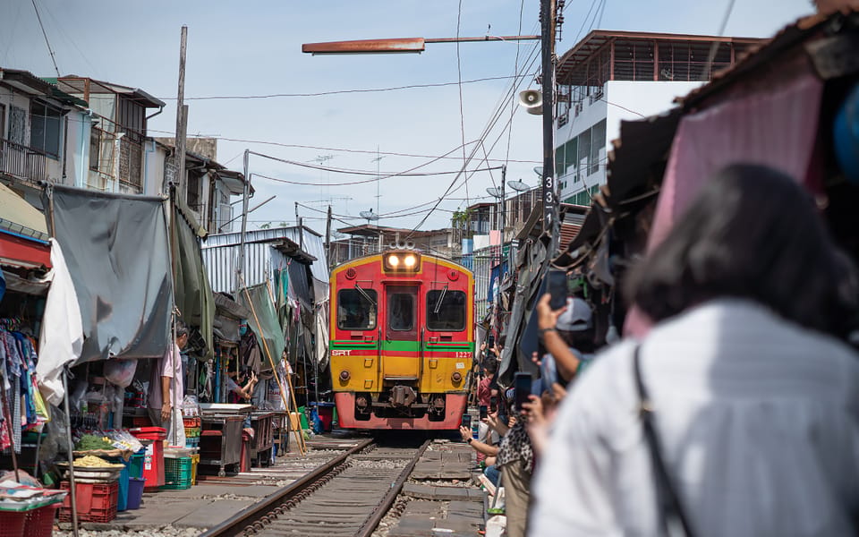 Bangkok: Maeklong Railway Market and Amphawa Floating Market - The in-between stops: salt farm café break and a temple in banyan roots