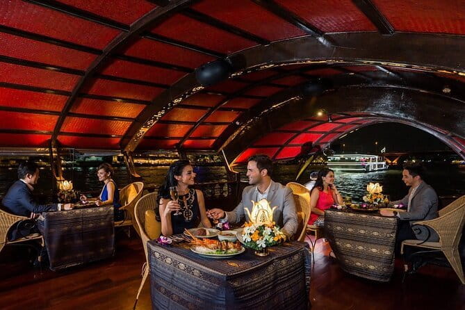 Bangkok Manohra Cruise Sunset Dining on Chao Phraya River - The vibe on the Manohra: small tables and river air