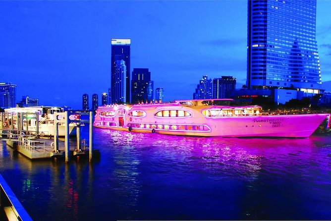 Grand Pearl Dinner Cruise Experience at Bangkok with Pickup - Chao Phraya at night: open-air deck views and Pinklao Bridge routing