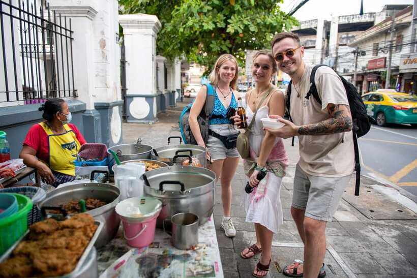 Mad Monkey Bangkok City Session - Walking Tour - Khao San Road on the return: snacks and day-time street energy