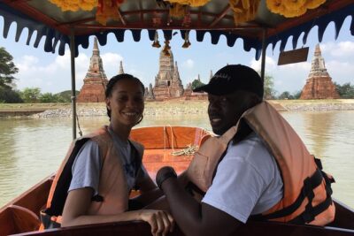 Private Excursion to Ayutthaya, UNESCO World Heritage site with Boat Tour - First temple stop: Wat Yai Chaya Mongkol and the big pagoda vibe