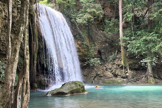 Private Tour: Kanchanaburi Erawan Waterfall Tour from Bangkok - War Cemetery and River Kwai Bridge: walking among names